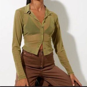 Motel Rocks Light Olive Button Down Shirt